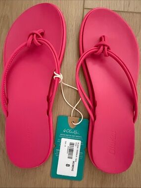 OluKai ‘Aka Pink Plumeria Hot Pink Sandals Women’s 8 NWT